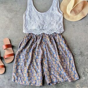 Vintage Specialty Collection Blue Floral Silk Shorts